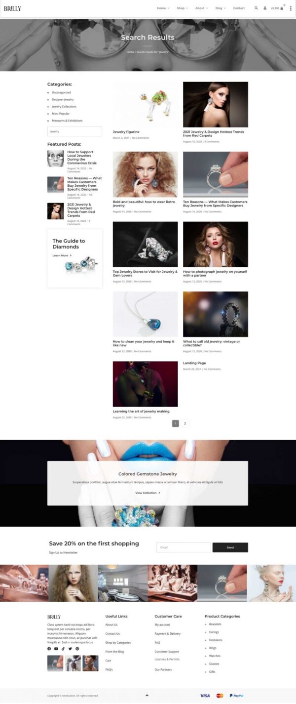 Brilly Jewelry Store Woocommerce Elementor Template kit