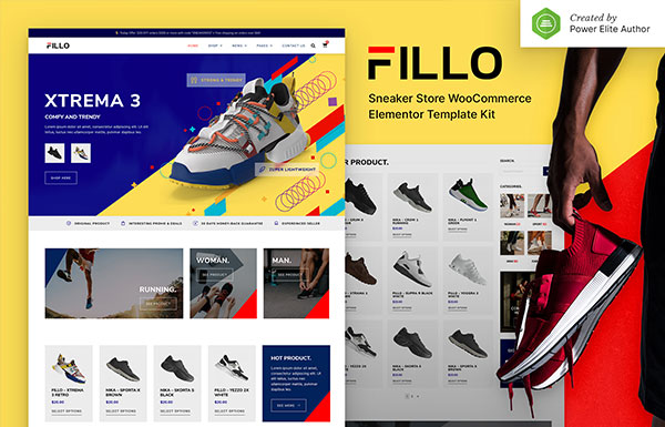 Fillo Shoes Sneakers Store Woocommerce Elementor Template kit