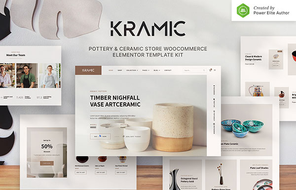 Kramic Pottery Ceramic Store Woocommerce Elementor template kit