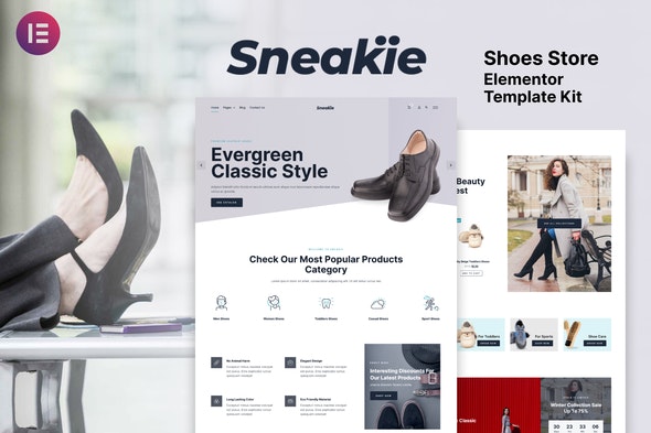Sneakie Shoes Store Woocommerce Elementor Template