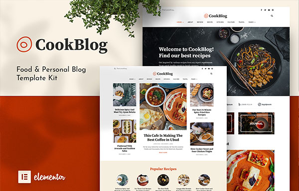 Cookblog Food Personal Blog Elementor Template kit