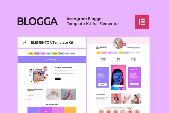 Blogga Instagram Blogger Elementor Template Kit