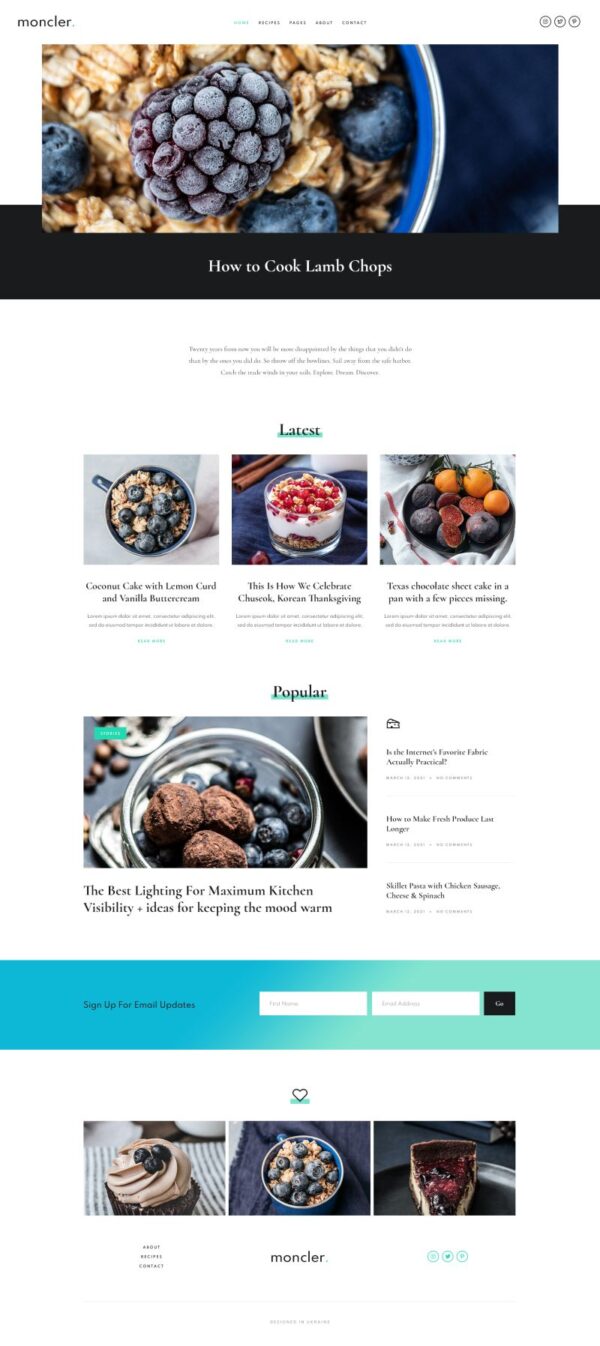 Moncler Food Blog Elementor Template Kit